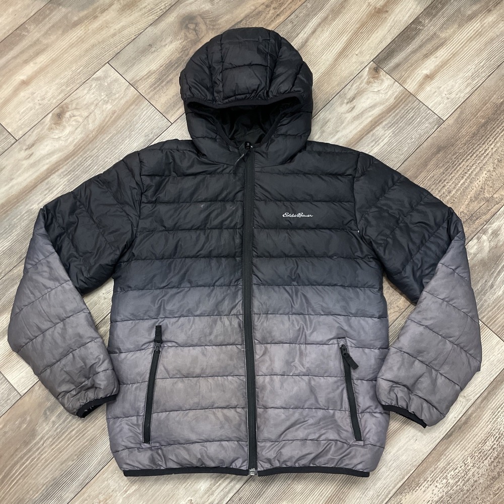 Eddie Bauer Duck Down Puffer Jacket Youth Sz L (14-16) Black‎ Lightweight
